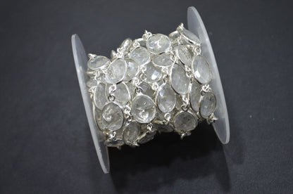 Rock Crystal Faceted Slice Shape Connector Chain , 13 - 18 mm , RB-6094