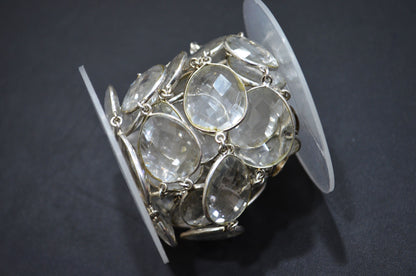 Rock Crystal Faceted Slice Shape Connector Chain , 18 - 22 mm , RB-6095