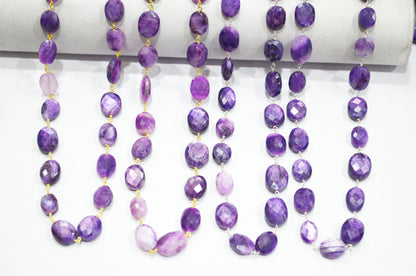 Mystic Lavender Moonstone Faceted Oval Shape Rosary Beaded Chain , 8 - 15 mm , RB-6110