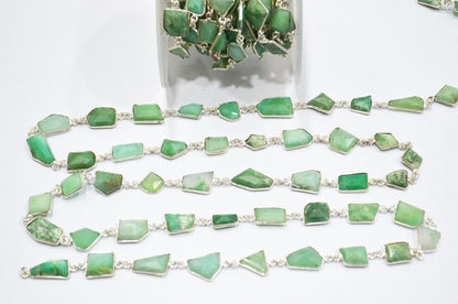 Australian Chrysoprase Fancy Cut Shape Connector Chain , 8 - 16 mm , RB-6111
