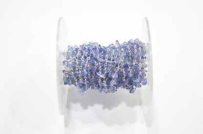 Tanzanite Smooth Irregular Flat Chips Shape Rosary Beaded Chain , 2 - 4.50 mm , RB-6113