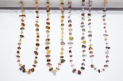 Multi Sapphire Smooth Irregular Flat Chips Shape Rosary Beaded Chain , 2 - 4 mm , RB-6114