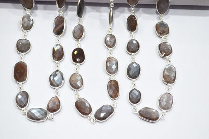 Chocolate Moonstone Faceted Free Form Shape Connector Chain , 10 - 16 mm , RB-6128