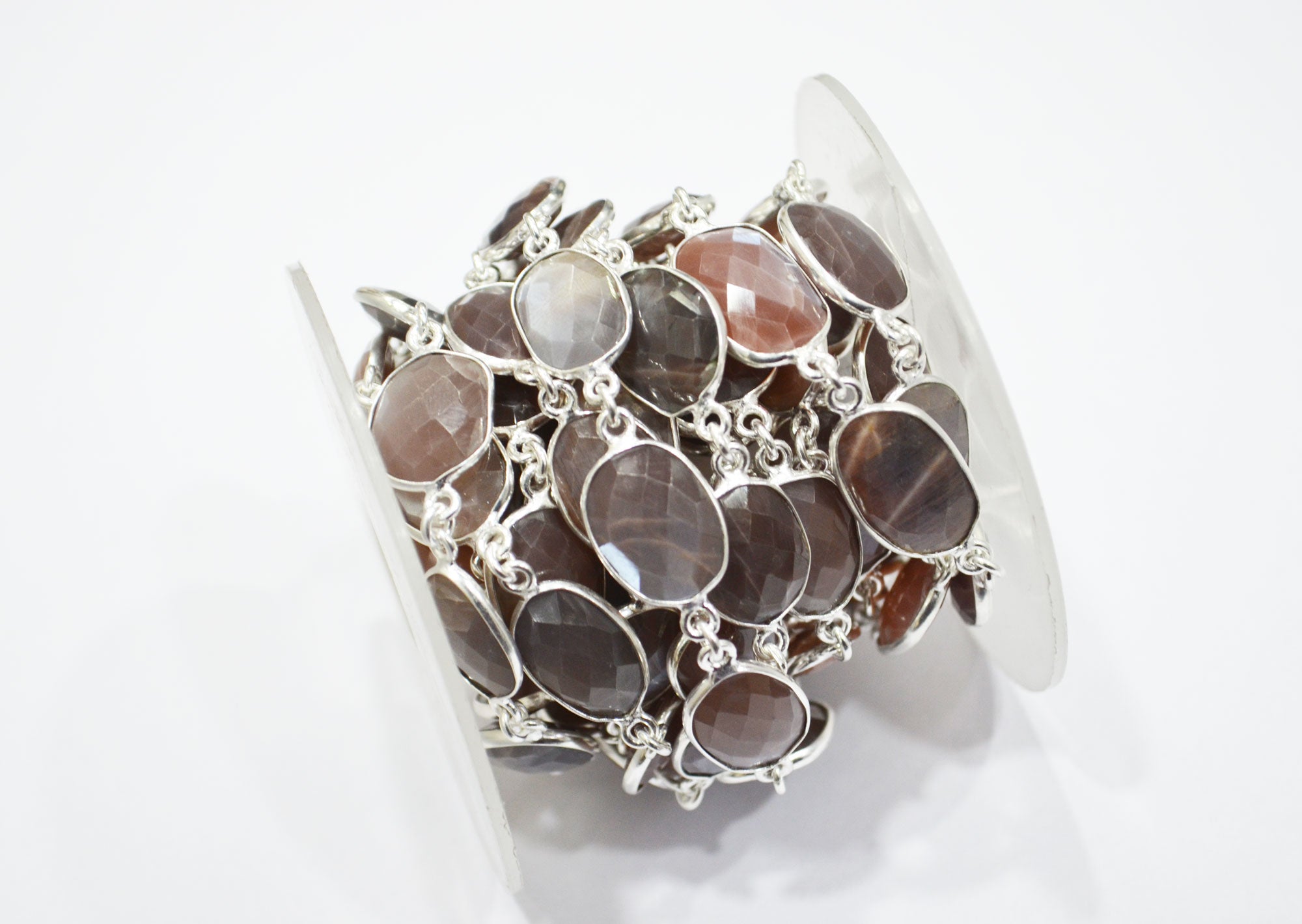 Chocolate Moonstone Faceted Free Form Shape Connector Chain , 10 - 16 mm , RB-6128