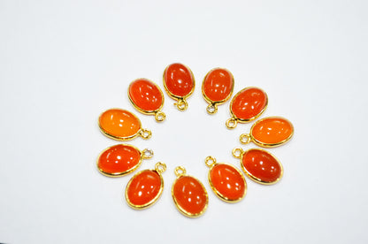 Carnelian Smooth Oval Shape Single And Double Bail Connector , Sold By Piece , 10x14 mm , RB-6222