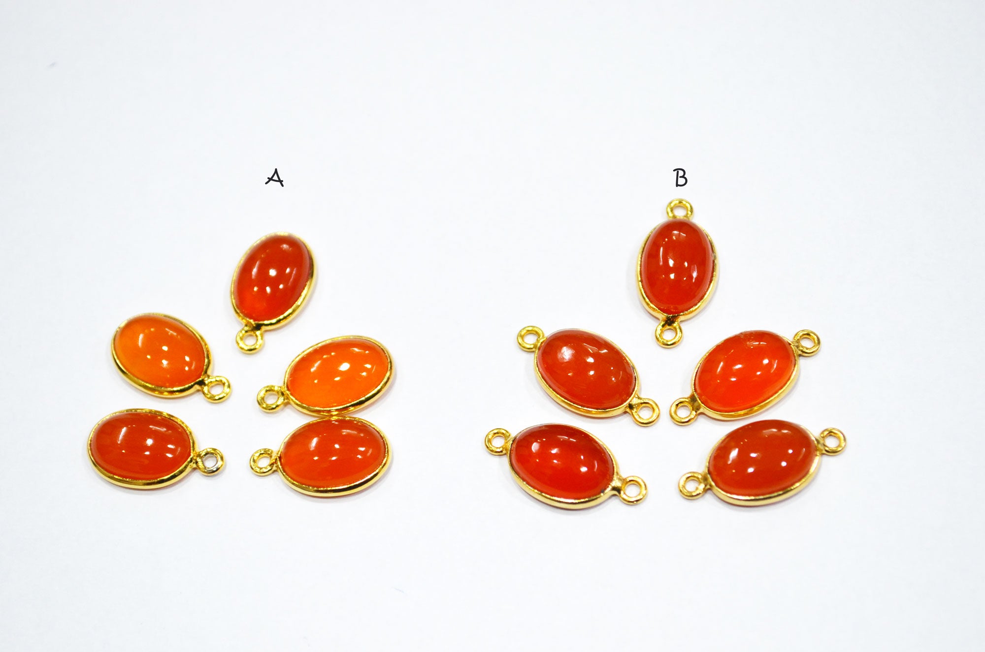 Carnelian Smooth Oval Shape Single And Double Bail Connector , Sold By Piece , 10x14 mm , RB-6222