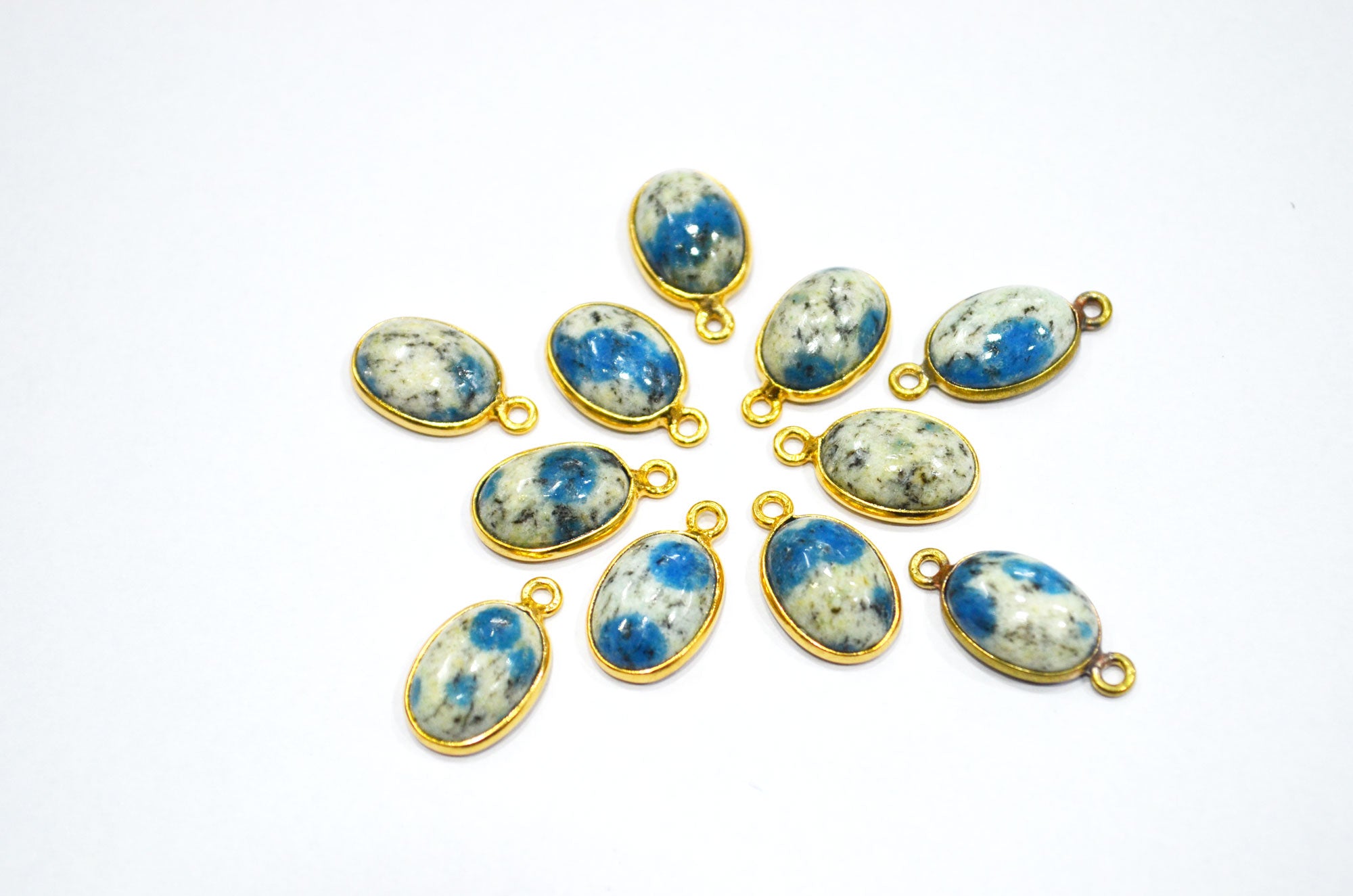 K2 Jasper Smooth Oval Shape Single And Double Bail Connector , Sold By Piece , 10x14 mm , RB-6223