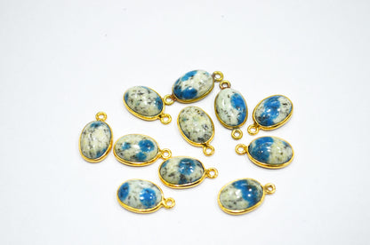 K2 Jasper Smooth Oval Shape Single And Double Bail Connector , Sold By Piece , 10x14 mm , RB-6223