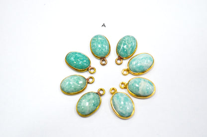 Amazonite Smooth Oval Shape Single And Double Bail Connector , Sold By Piece , 10x14 mm , RB-6224