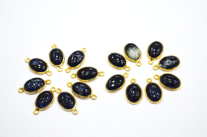Sodalite Smooth Oval Shape Single And Double Bail Connector , Sold By Piece , 10x14 mm , RB-6225