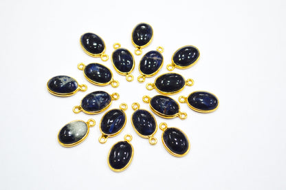 Sodalite Smooth Oval Shape Single And Double Bail Connector , Sold By Piece , 10x14 mm , RB-6225