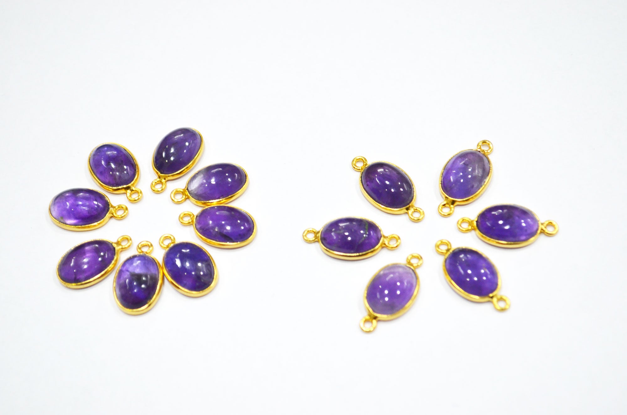 Amethyst Smooth Oval Shape Single And Double Bail Connector , Sold By Piece , 10x14 mm , RB-6226