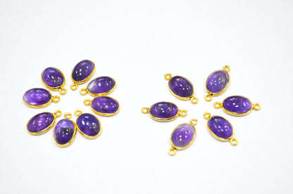 Amethyst Smooth Oval Shape Single And Double Bail Connector , Sold By Piece , 10x14 mm , RB-6226