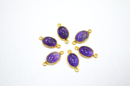 Amethyst Smooth Oval Shape Single And Double Bail Connector , Sold By Piece , 10x14 mm , RB-6226