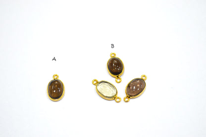 Smoky Smooth Oval Shape Single And Double Bail Connector , Sold By Piece , 10x14 mm , RB-6228