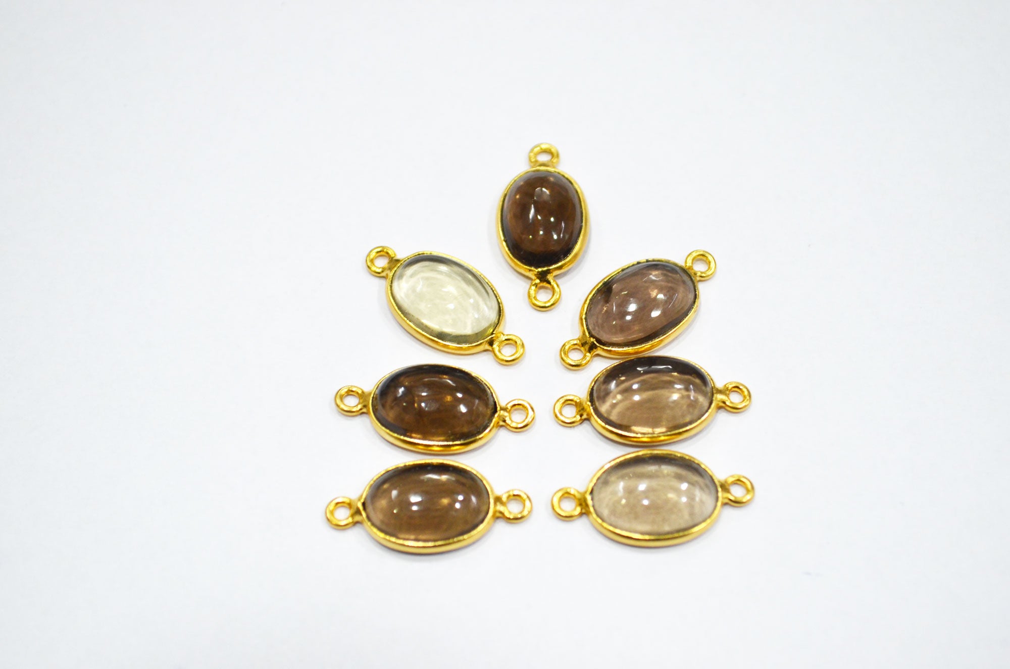 Smoky Smooth Oval Shape Single And Double Bail Connector , Sold By Piece , 10x14 mm , RB-6228