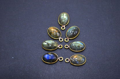 Labradorite Smooth Oval Shape Single And Double Bail Connector , Sold By Piece , 10x14 mm , RB-6230