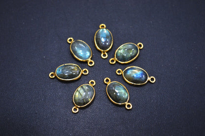 Labradorite Smooth Oval Shape Single And Double Bail Connector , Sold By Piece , 10x14 mm , RB-6230