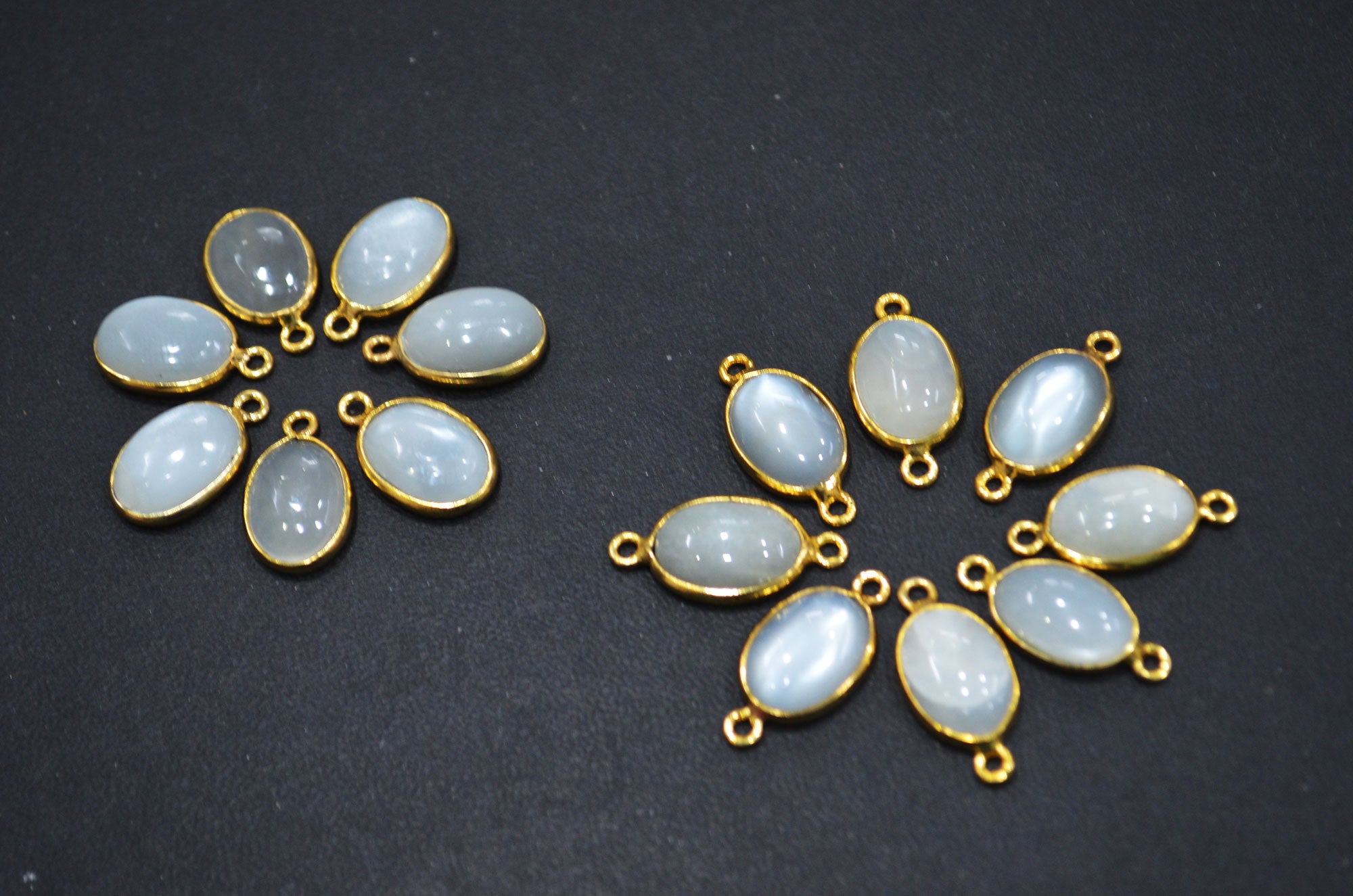 Ceylon Moonstone Smooth Oval Shape Single And Double Bail Connector , Sold By Piece , 10x14 mm , RB-6235