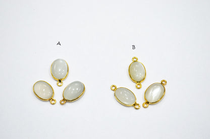 Ceylon Moonstone Smooth Oval Shape Single And Double Bail Connector , Sold By Piece , 10x14 mm , RB-6235