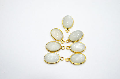 Ceylon Moonstone Smooth Oval Shape Single And Double Bail Connector , Sold By Piece , 10x14 mm , RB-6235
