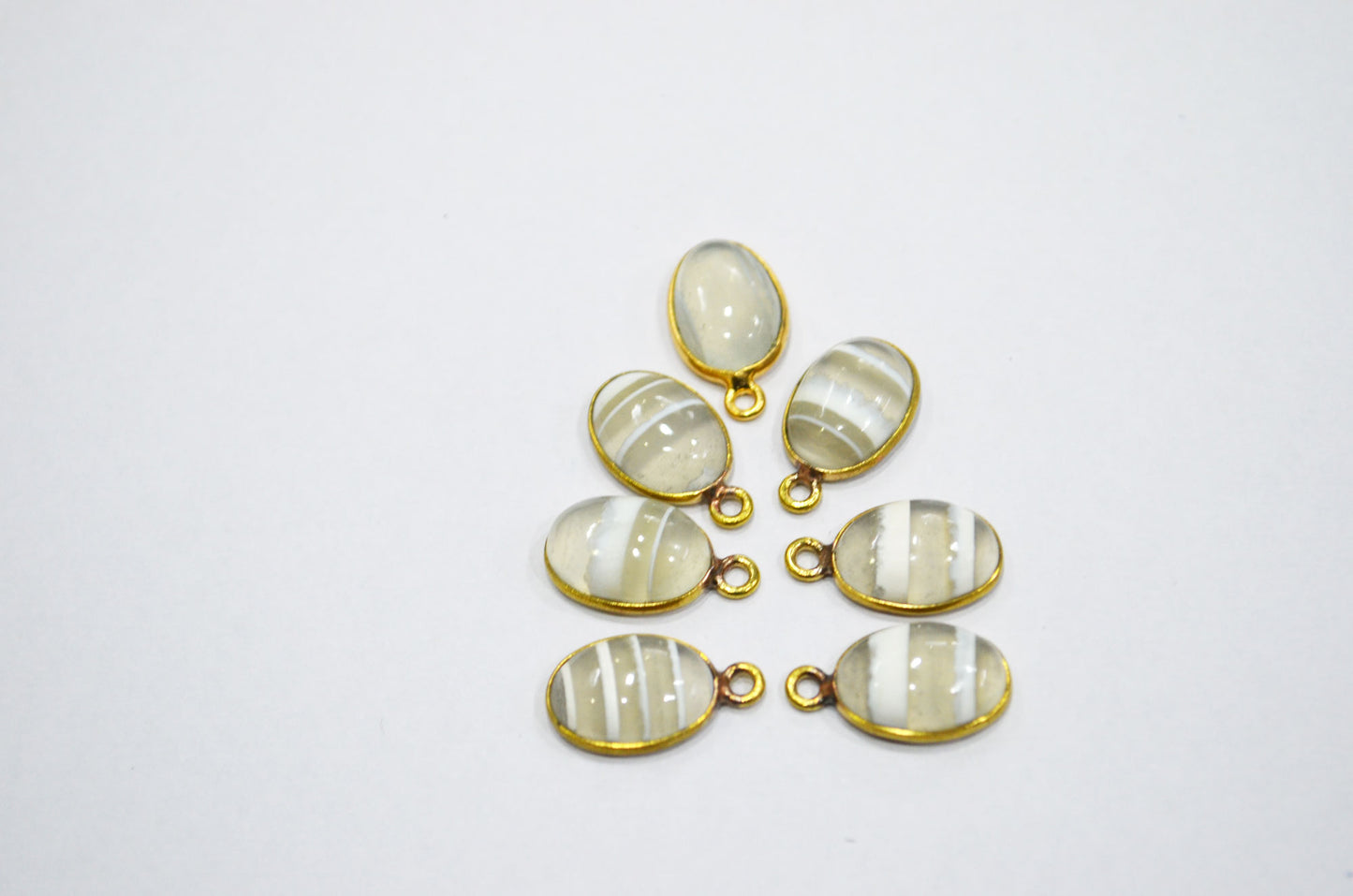 Lace Opal Smooth Oval Shape Single And Double Bail Connector , Sold By Piece , 10x14 mm , RB-6236