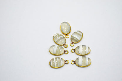 Lace Opal Smooth Oval Shape Single And Double Bail Connector , Sold By Piece , 10x14 mm , RB-6236
