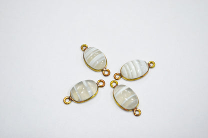 Lace Opal Smooth Oval Shape Single And Double Bail Connector , Sold By Piece , 10x14 mm , RB-6236