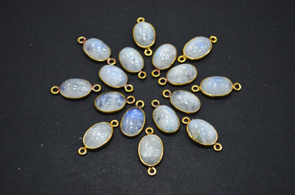Rainbow Moonstone Smooth Oval Shape Single And Double Bail Connector , Sold By Piece , 10x14 mm , RB-6237