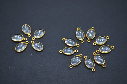 Crystal Smooth Oval Shape Single And Double Bail Connector , Sold By Piece , 10x14 mm , RB-6238