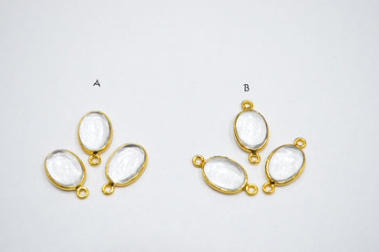 Crystal Smooth Oval Shape Single And Double Bail Connector , Sold By Piece , 10x14 mm , RB-6238