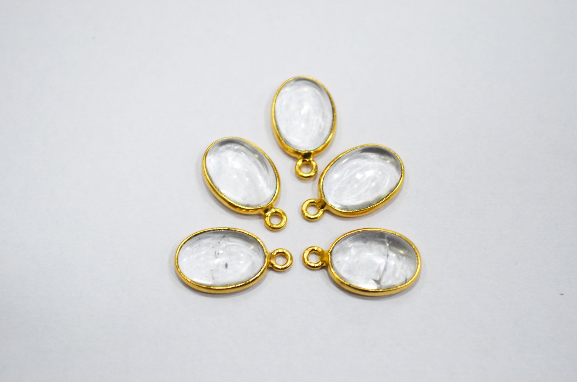 Crystal Smooth Oval Shape Single And Double Bail Connector , Sold By Piece , 10x14 mm , RB-6238