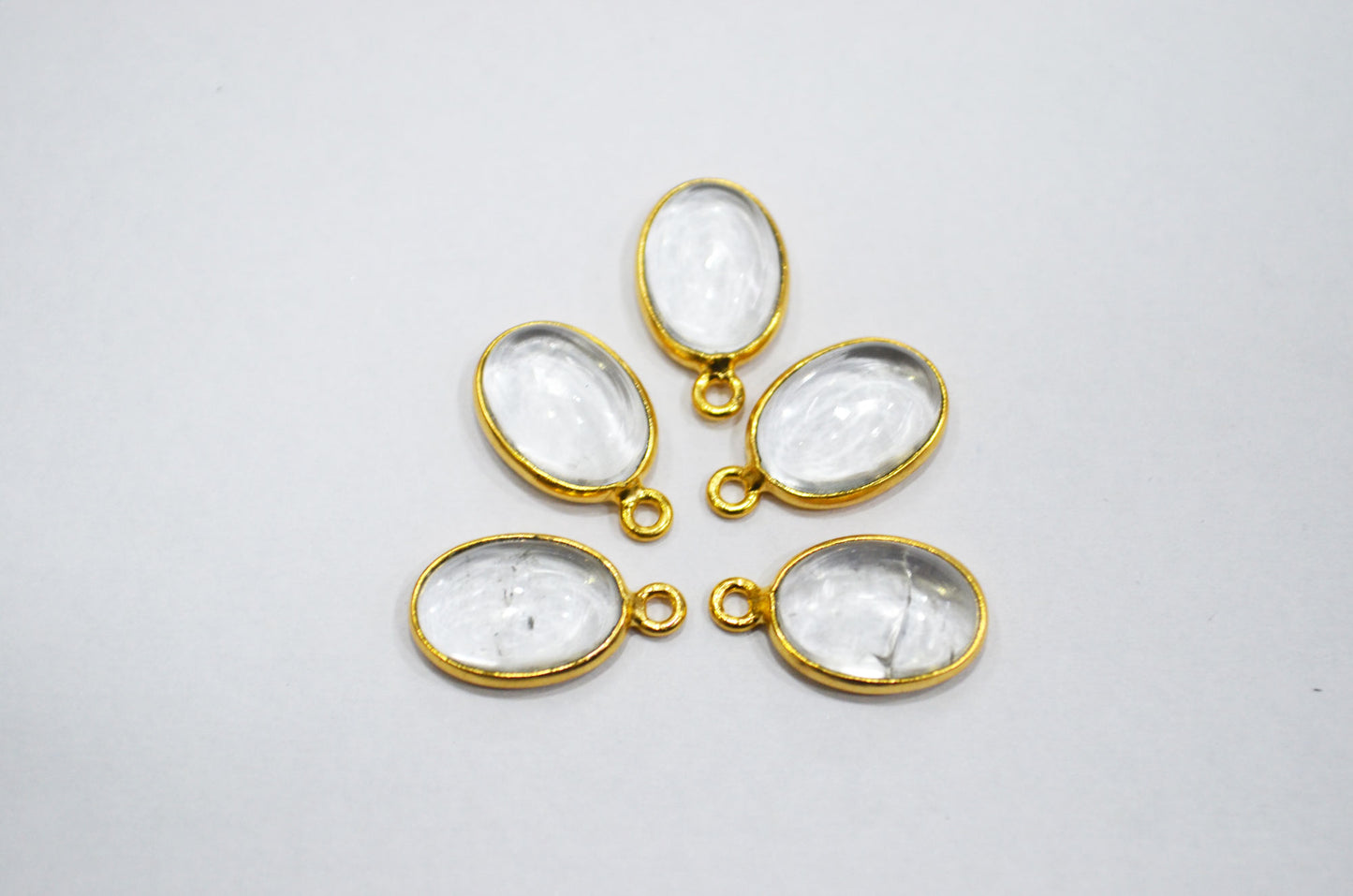Crystal Smooth Oval Shape Single And Double Bail Connector , Sold By Piece , 10x14 mm , RB-6238
