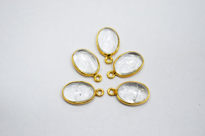 Crystal Smooth Oval Shape Single And Double Bail Connector , Sold By Piece , 10x14 mm , RB-6238
