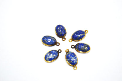 Lapis Lazuli Smooth Oval Shape Single And Double Bail Connector , Sold By Piece , 10x14 mm , RB-6239