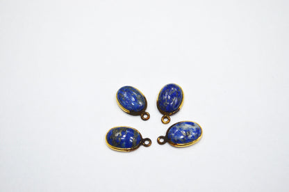 Lapis Lazuli Smooth Oval Shape Single And Double Bail Connector , Sold By Piece , 10x14 mm , RB-6239