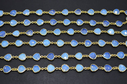 Multi Hydro Quartz Heart Shape (Glass) Connector Chain , Sold By Foot , 11x11 mm , RB-6279