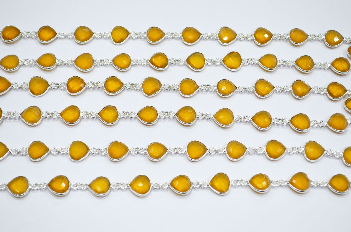 Multi Hydro Quartz Heart Shape (Glass) Connector Chain , Sold By Foot , 11x11 mm , RB-6279