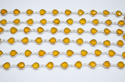 Multi Hydro Quartz Heart Shape (Glass) Connector Chain , Sold By Foot , 11x11 mm , RB-6279