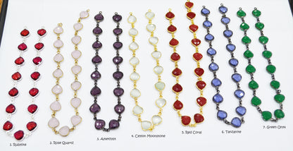 Multi Hydro Quartz Heart Shape (Glass) Connector Chain , Sold By Foot , 11x11 mm , RB-6279