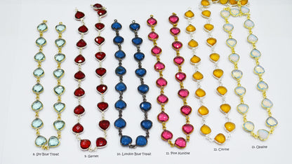 Multi Hydro Quartz Heart Shape (Glass) Connector Chain , Sold By Foot , 11x11 mm , RB-6279