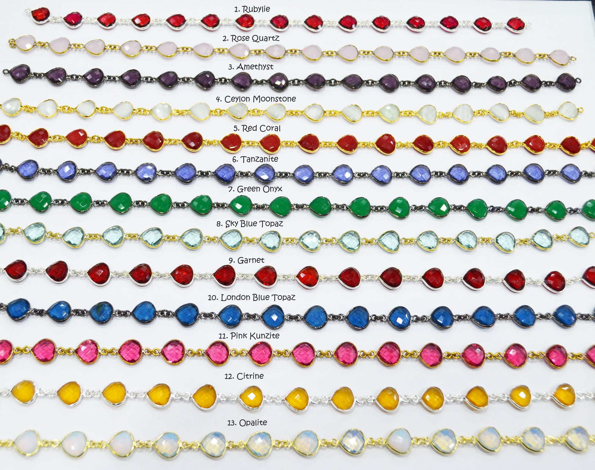 Multi Hydro Quartz Heart Shape (Glass) Connector Chain , Sold By Foot , 11x11 mm , RB-6279