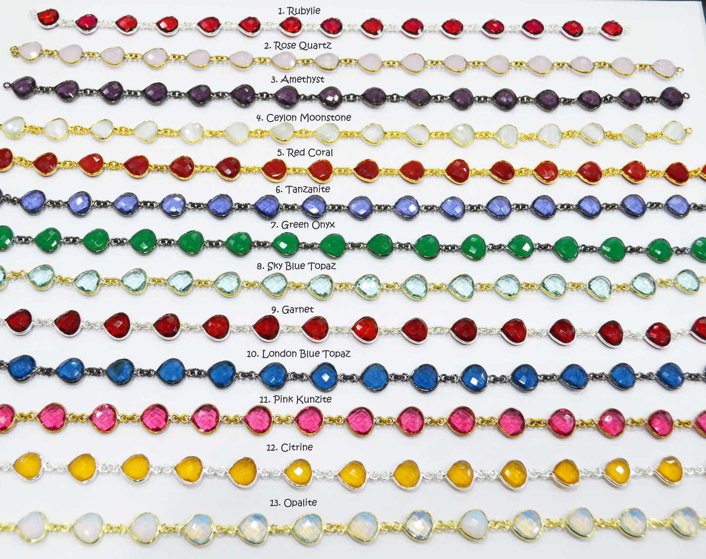 Multi Hydro Quartz Heart Shape (Glass) Connector Chain , Sold By Foot , 11x11 mm , RB-6279