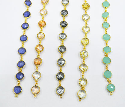 Multi Hydro Quartz Coin Shape (Glass) Connector Chain , Sold By Foot , 11 mm , 6282