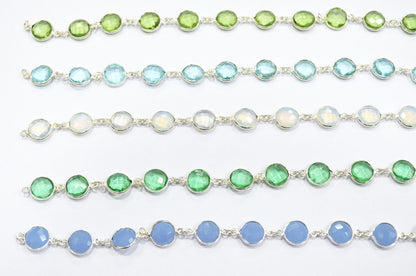 Multi Hydro Quartz Coin Shape (Glass) Connector Chain , Sold By Foot , 11 mm , 6282