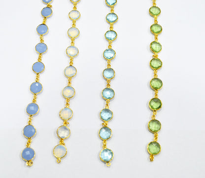 Multi Hydro Quartz Coin Shape (Glass) Connector Chain , Sold By Foot , 11 mm , 6282