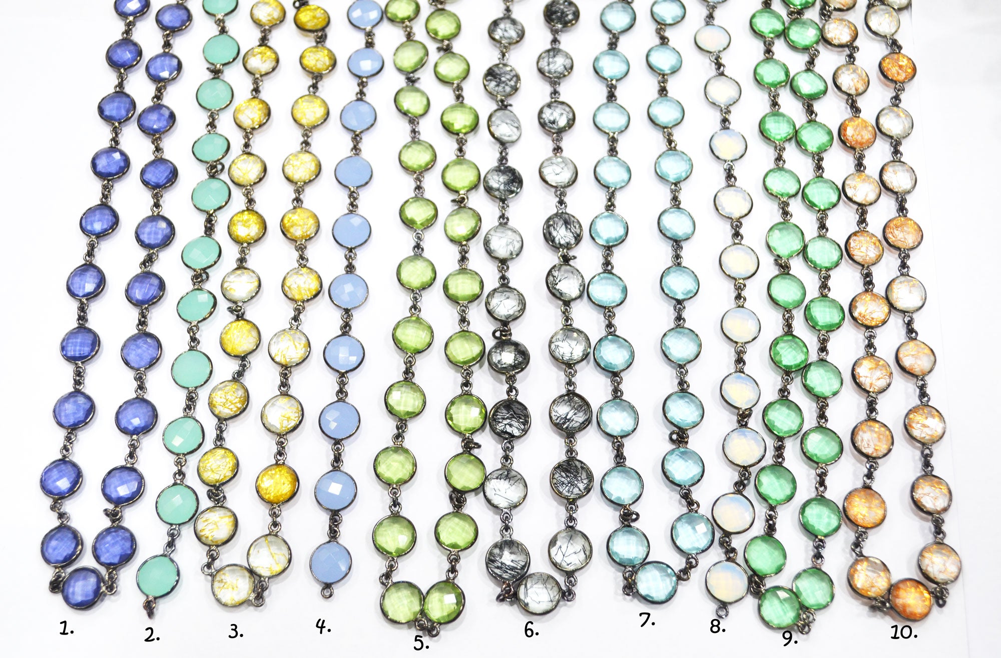Multi Hydro Quartz Coin Shape (Glass) Connector Chain , Sold By Foot , 11 mm , 6282