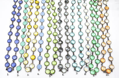 Multi Hydro Quartz Coin Shape (Glass) Connector Chain , Sold By Foot , 11 mm , 6282