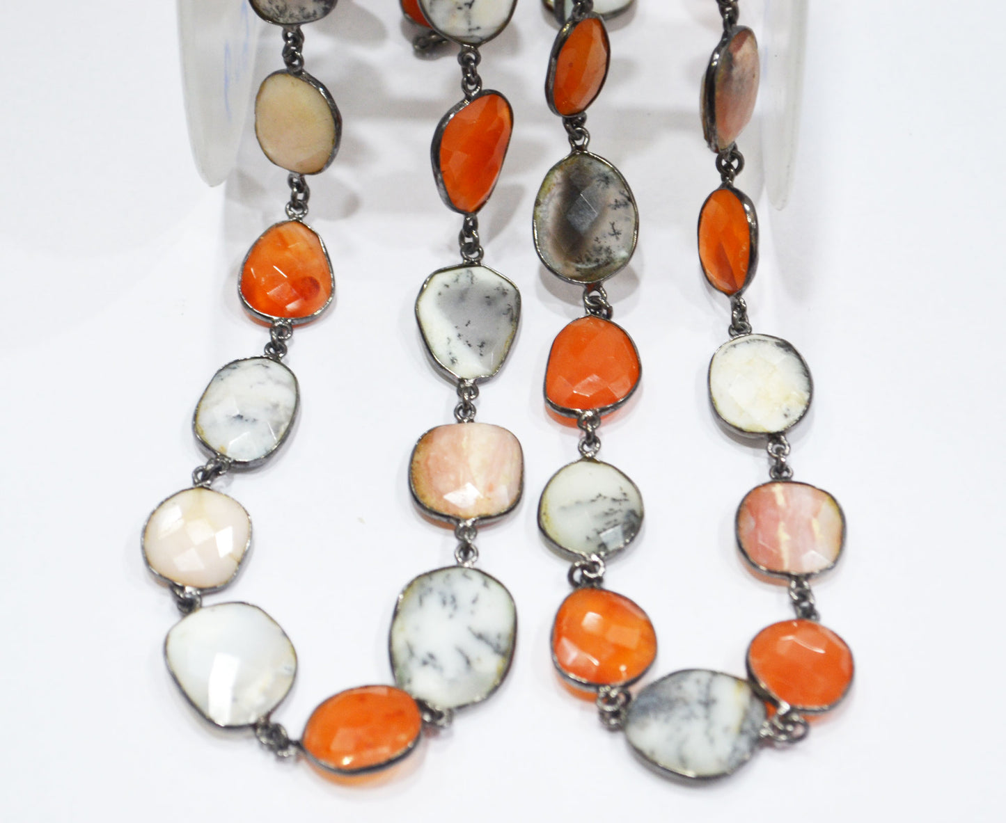 Multi Mix Opal Faceted Free Form Shape Connector Chain , 15 - 20 mm , RB-6283