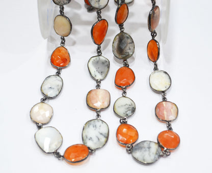 Multi Mix Opal Faceted Free Form Shape Connector Chain , 15 - 20 mm , RB-6283